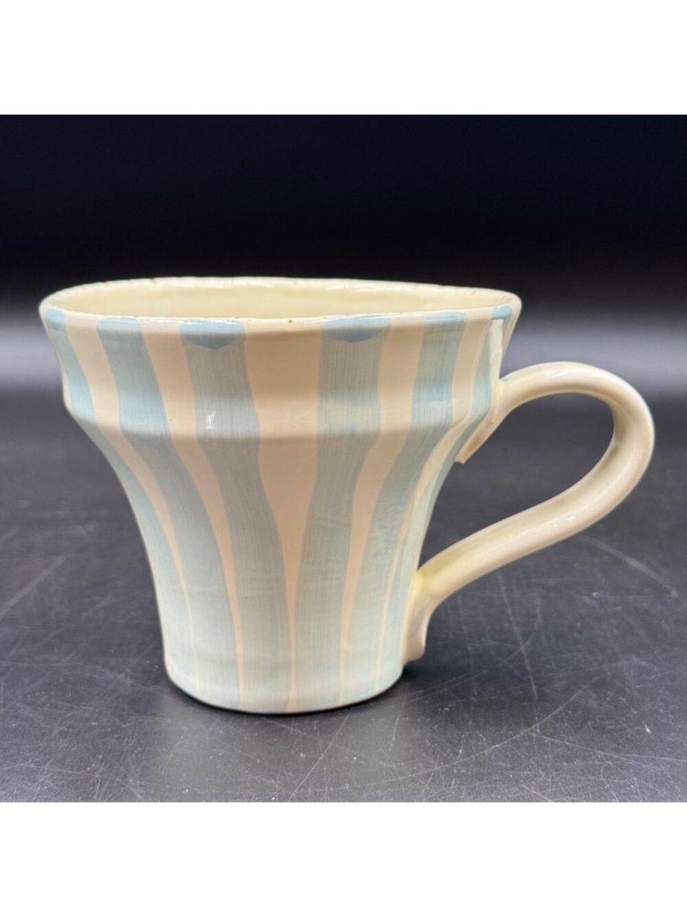 Rare Vintage Vietri Blue Stripe Stoneware Coffee/Tea Mug Made In Italy
